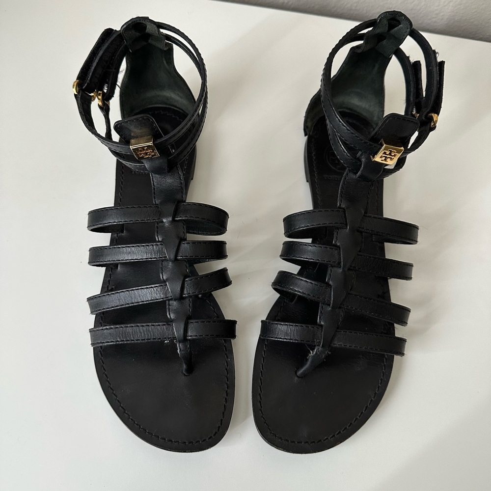 Tory Burch Ankle Strap Black Gladiator 9